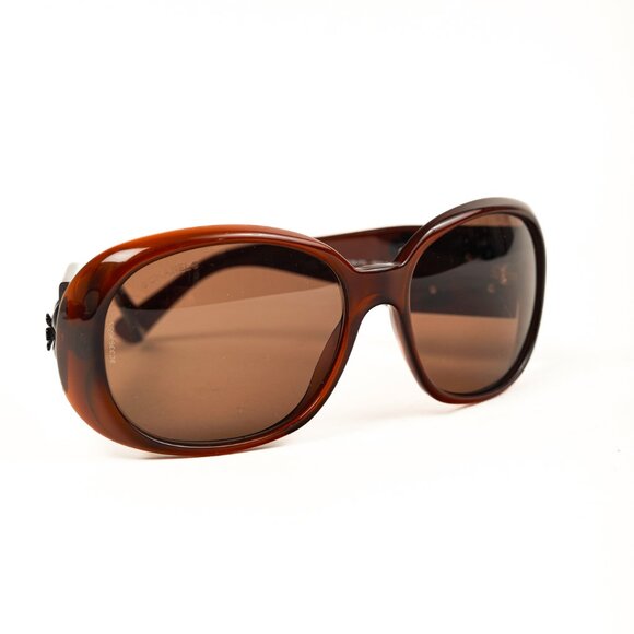 Chanel 5113 Brown Camellia-Detail Oversized Sunglasses - Picture 5 of 10